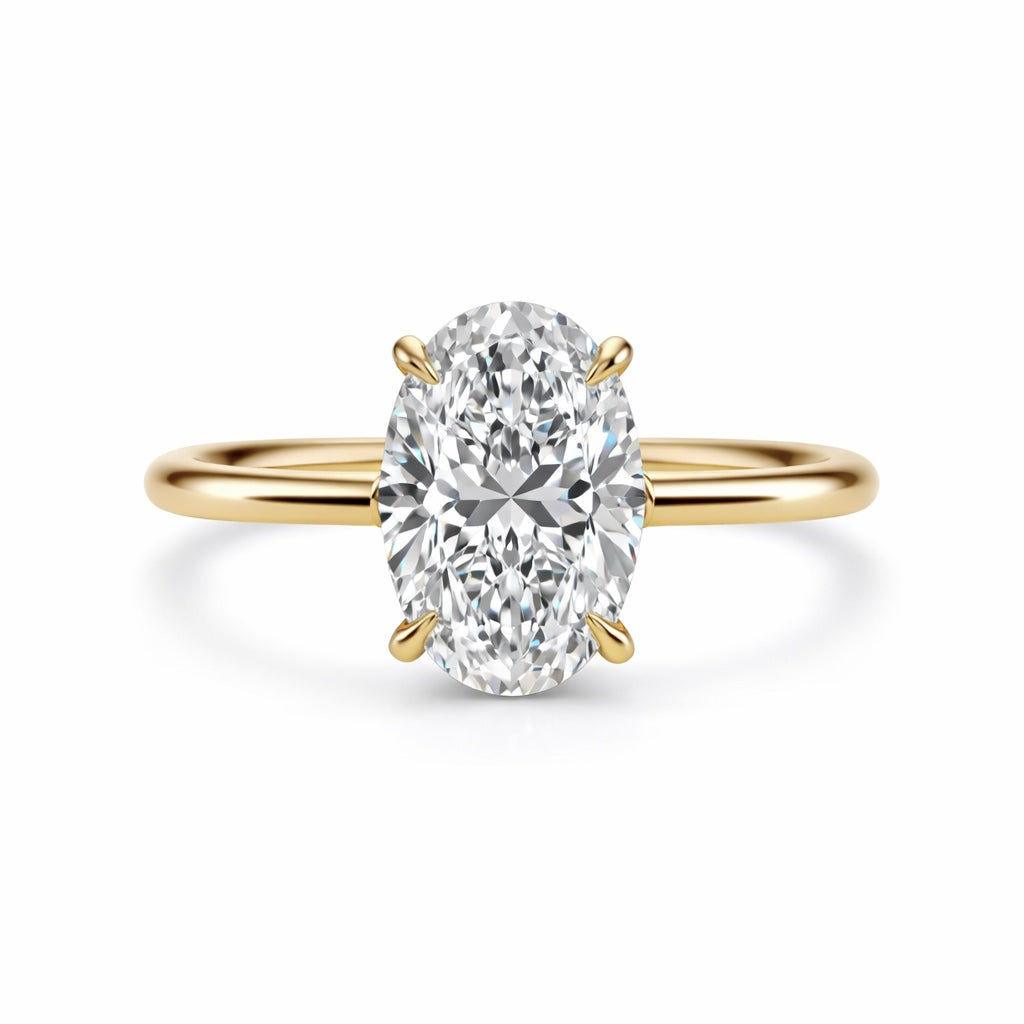 4.0+ CTW Oval Lab-Grown Diamond Pavé Solitaire Ring
