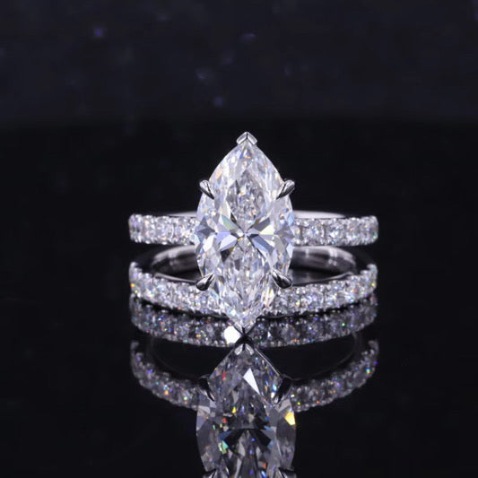 Pear Cut Lab-Grown Diamond Engagement Ring - 18K White Gold