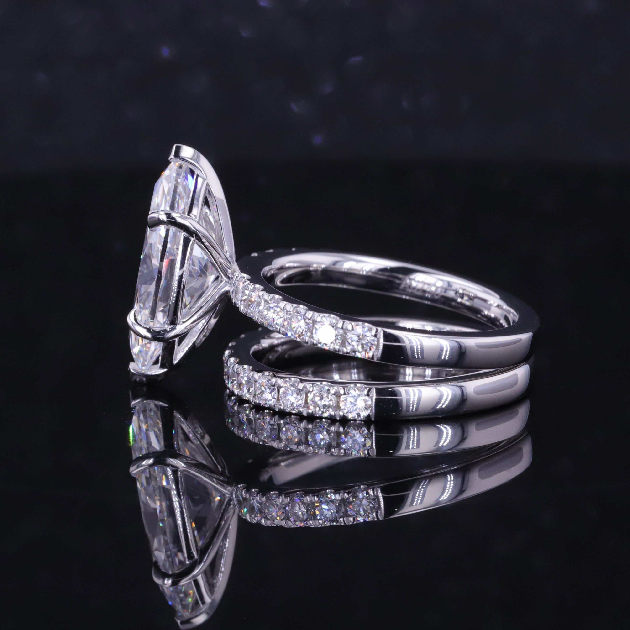 Pear Cut Lab-Grown Diamond Engagement Ring - 18K White Gold