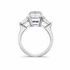 Emerald Cut Diamond Ring with Trapezoid Side Stones – 18K White Gold