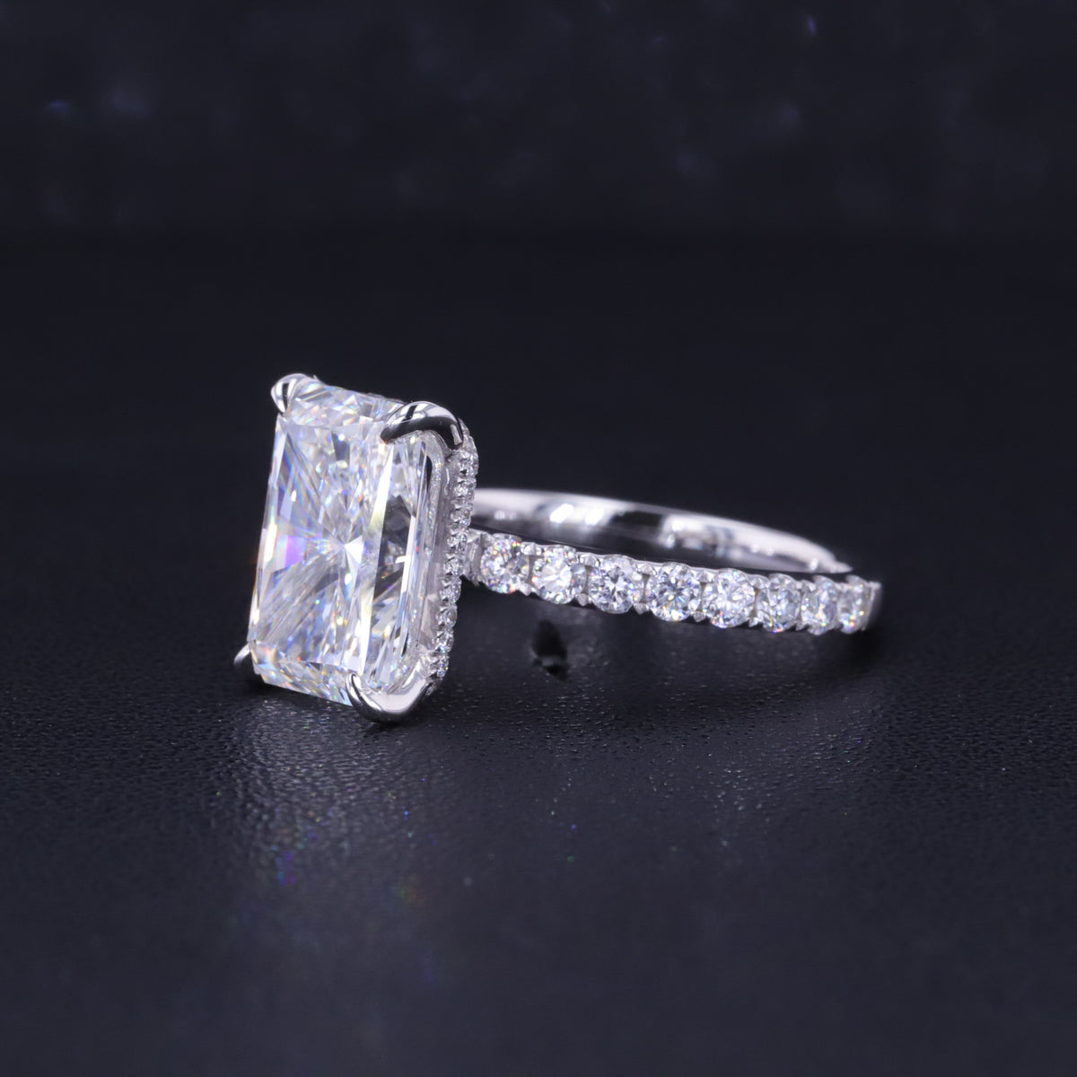 4.01 + CT Radiant Cut Lab-Grown 18K White Gold Diamond Engagement Ring
