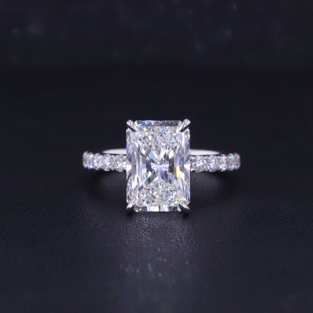 4.01 + CT Radiant Cut Lab-Grown 18K White Gold Diamond Engagement Ring